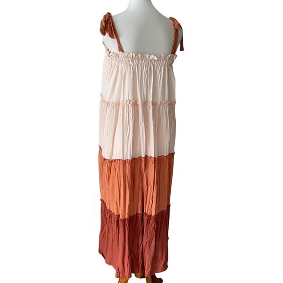 Large Dress Fall Midi Boho Bohemian Prairie Dress Resortwear Large Terra Cotta - Picture 9 of 14